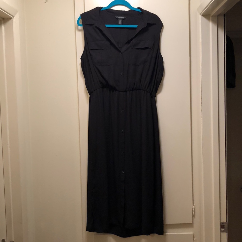 Black collared dress.